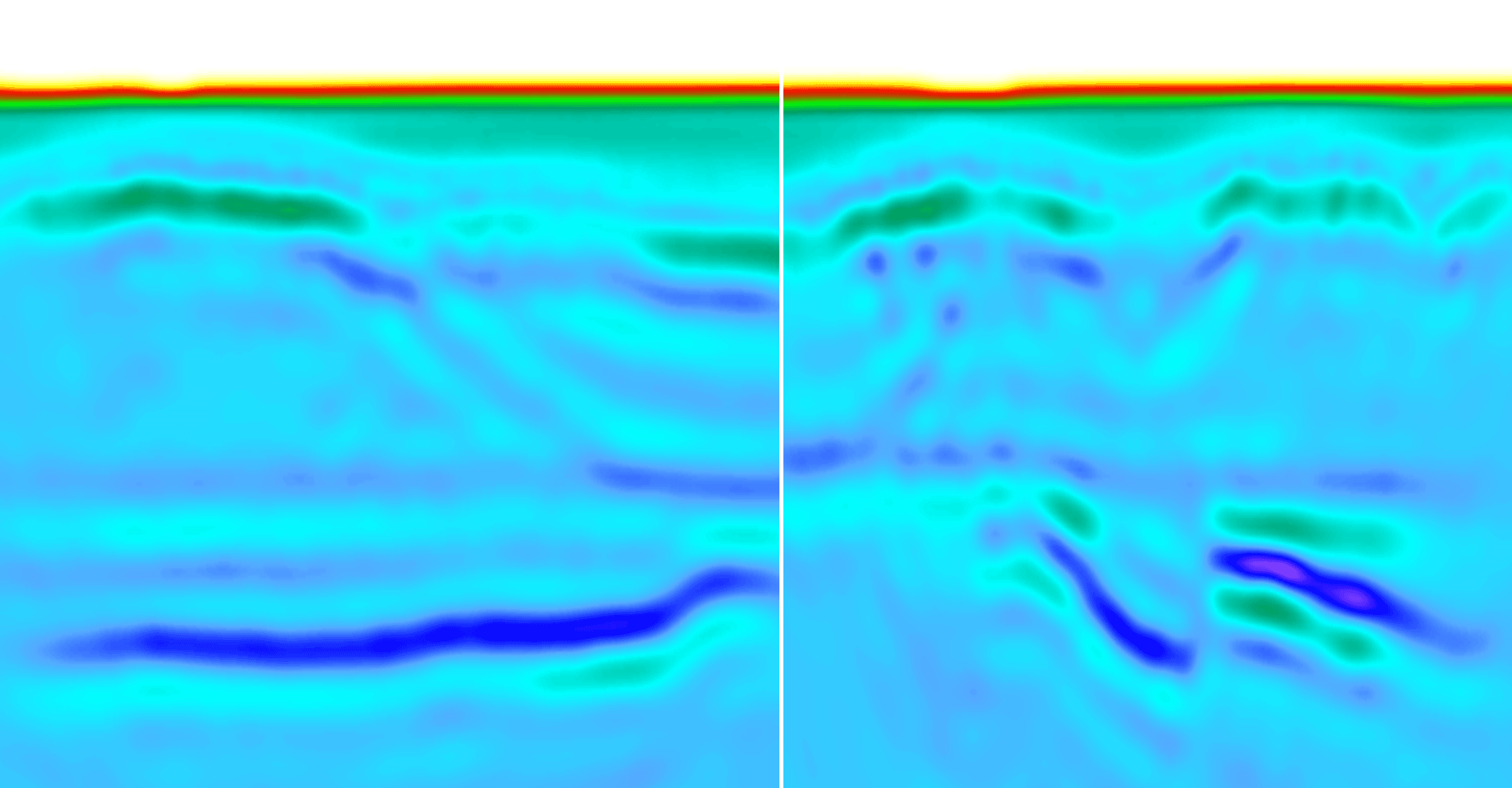 Vs/Vp ratio on inline 255 and crossline 275 from the elastic true-amplitude run G042 at checkpoint 10, layering resolved through the section down to 7 km